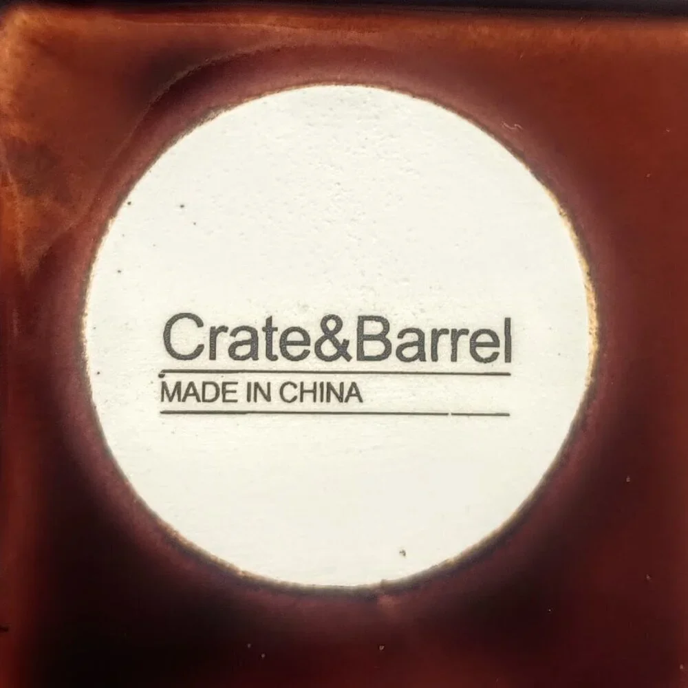 Crate & Barrel Brown Glazed Ceramic Stackable Square Dishes